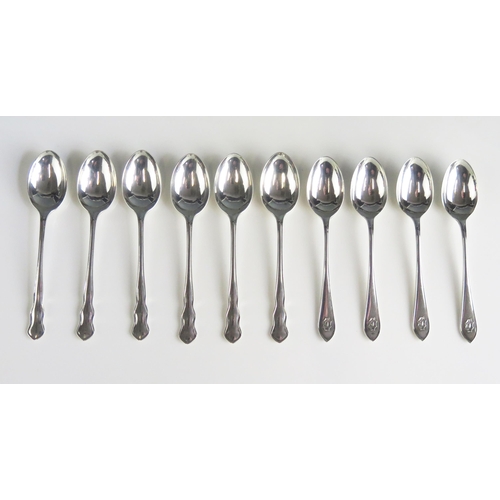 578 - A set of six George V silver coffee spoons, maker W H Haseler Ltd, Birmingham, 1925, together with a... 