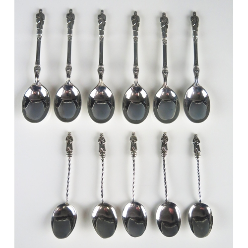 583 - A set of six Edward VII silver apostle spoons, maker Atkin Brothers, Sheffield, 1902, together with ... 