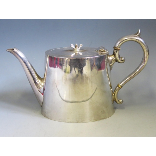 598 - A George V silver bachelors teapot, maker James Deacon & Sons Sheffield, 1925, of oval form, 21cm lo... 