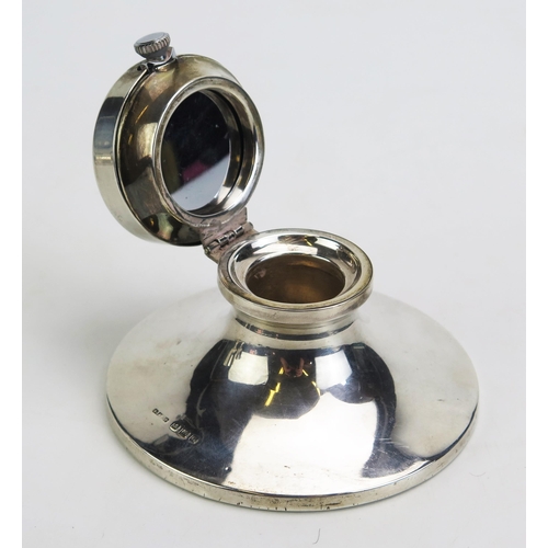 614 - A George V silver capstan inkwell, maker S Blanckensee & Son Ltd, Birmingham, 1931, the hinged lid c... 