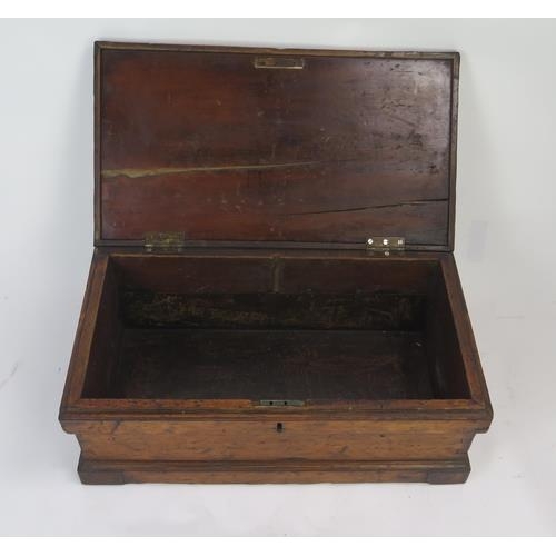 1234 - A stained hardwood and metal bound possible ammunition box, of rectangular outline, with loop carryi... 