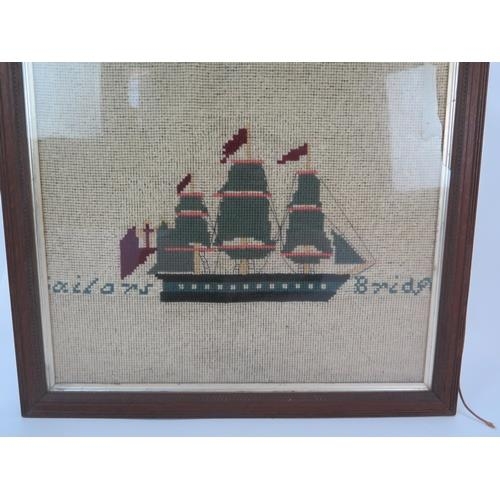 1238 - A sailors wool work picture of 