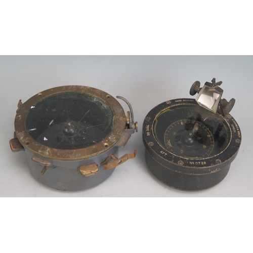 1204C - A World War II Hand bearing compass Type 06by H Hughes & Sons, together with an Air Ministry compass