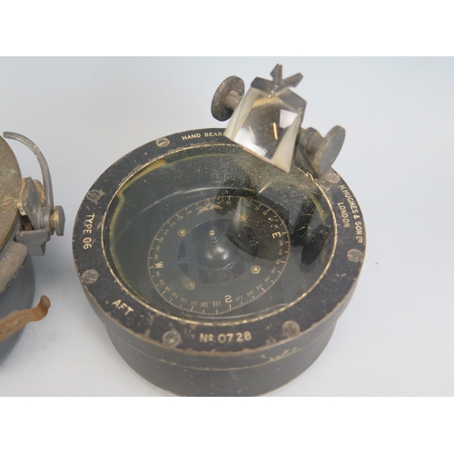 1204C - A World War II Hand bearing compass Type 06by H Hughes & Sons, together with an Air Ministry compass