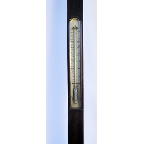 1267A - A 19th century mahogany stick barometer by Thomas King, Bristol, with ivory scale and fitted with me... 