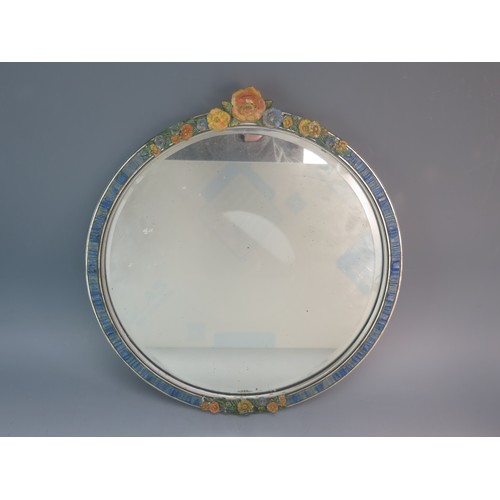 1624B - A vintage floral decorative mirror, 34cm diameter