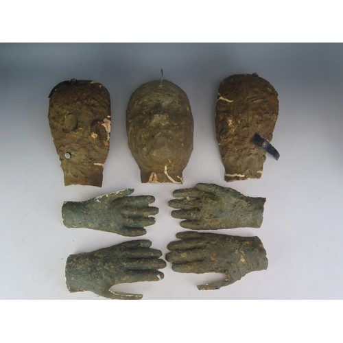 1344 - A Vintage death mask and hands cast set