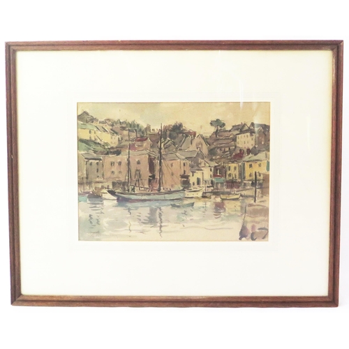 921 - Robert Broadley, Twentieth century painter, 'Brixham, Devon 1957', watercolour, signed lower left, '... 