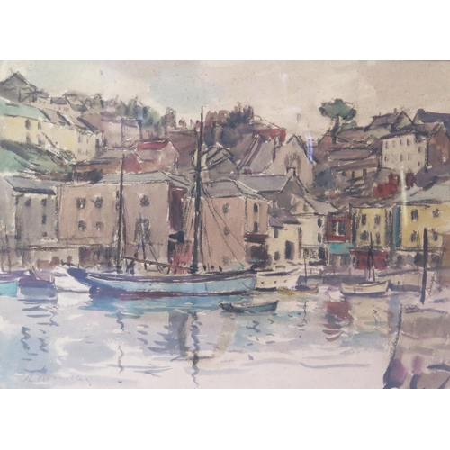 921 - Robert Broadley, Twentieth century painter, 'Brixham, Devon 1957', watercolour, signed lower left, '... 