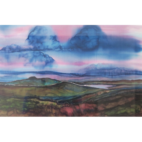 943 - Two Silkscreen paintings by Rosemary Waine, 'Towards Sheeps Tor' and 'Into the West', 29 x 20cm, F &... 