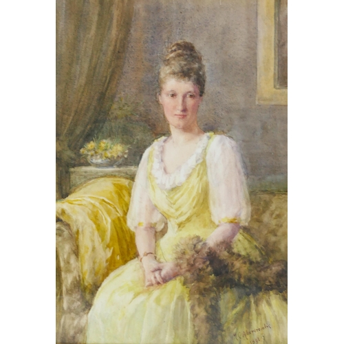 953 - Margaret Abercrombie, portrait of her sister Janet, watercolour, 38x27cm, f&g