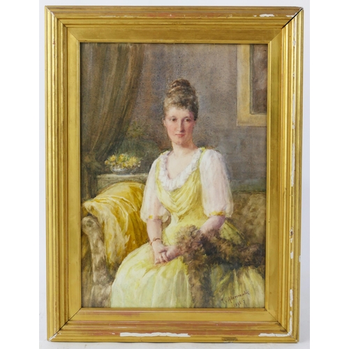 953 - Margaret Abercrombie, portrait of her sister Janet, watercolour, 38x27cm, f&g