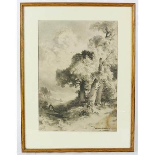 957 - 19th Century Landscape, indistinct signature, 46x33cm, f&g