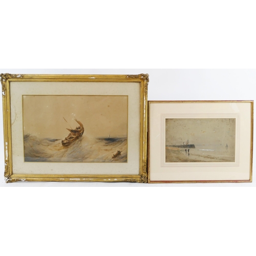 958 - Two 19th Century Seascapes, watercolour, largest 46x30cm, f&g