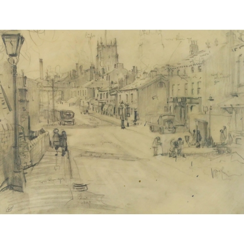 967 - Cuthbert Crossley R.A. (1883-1960), pencil sketch of Halifax, 24x18cm, f&g