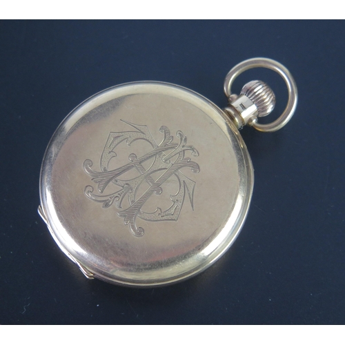 107 - A 9ct Gold Open Dial Keyless Pocket Watch, 49mm case, Birmingham 1929. Running, glass damaged. 88.13... 