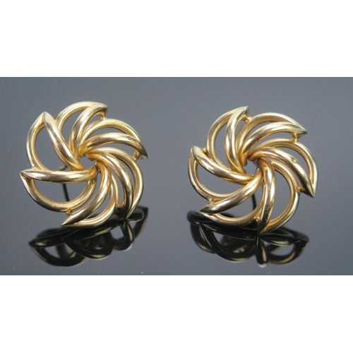 141 - A Pair of 14K Gold Spiral Studs, 24.6mm diam., stamped 14K, 4.59g