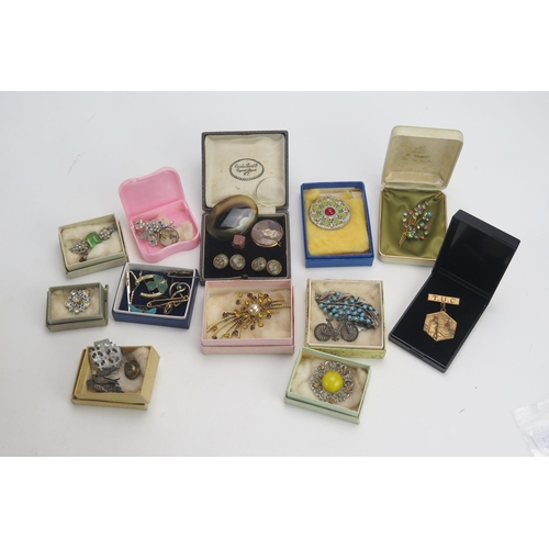 165 - A 9ct Gold Open Faced Double Sided Locket, a 9ct gold brooch and other costume jewellery