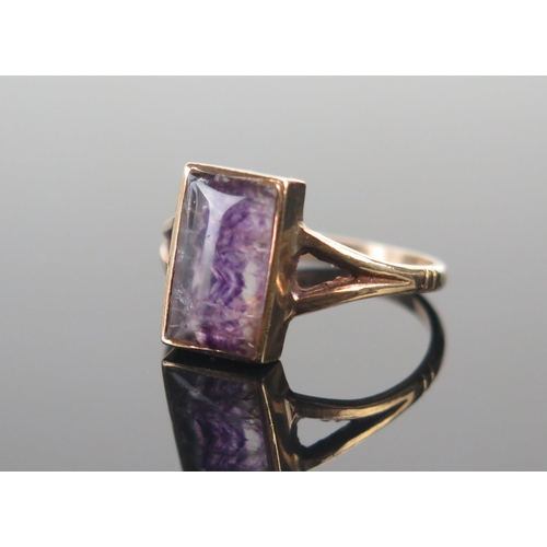 39 - A 9ct Gold and Blue John Feldspar Ring, size N, hallmarked, 2.19g