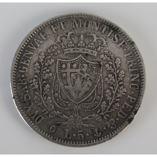 401 - Italian States 1829 Sardinian 5 Lira