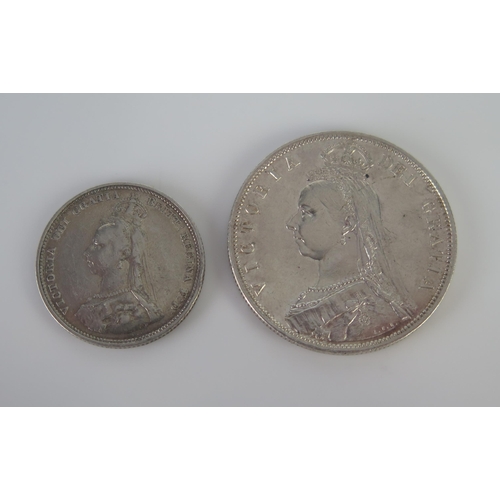 406 - A Victorian Silver Half Crown 1887 and an 1887 shilling