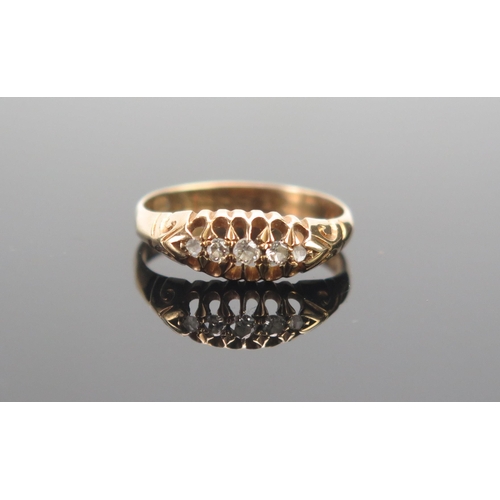 41 - An Antique 18ct Gold and Old Cut Diamond Five Stone Ring, size M, Birmingham 1915, 2.34g