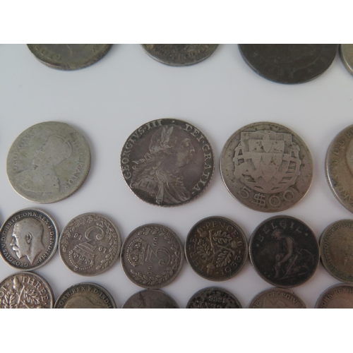 415 - A George III Silver Shilling 1787, other Victorian and later silver coins, etc.