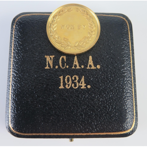 419 - A 9ct Gold Northern Counties Athletic Association 1934 Winners Medallion, 17.35g