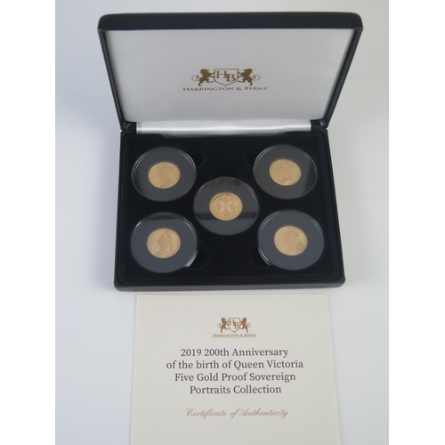 426 - 2019 200th Anniversary of the birth of Queen Victoria Five Gold Proof Sovereign Portraits Collection... 