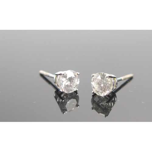 60 - A Pair of Iliana 18K White Gold and Diamond Stud Earrings, 1g. Sold boxed and with gemological certi... 