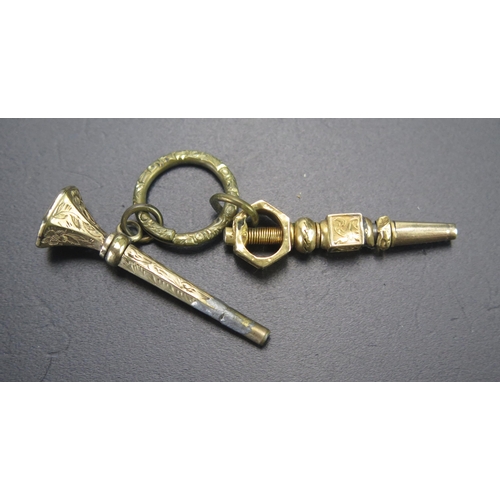 79 - A 19th Century Precious Yellow Metal Pocket watch Key and one other with a jump ring