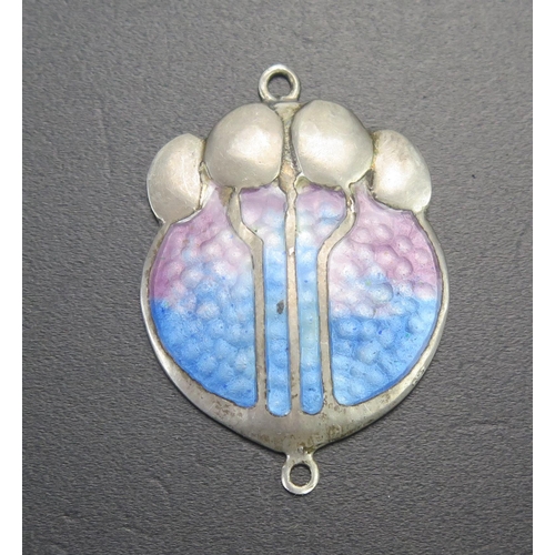 81 - An Art Nouveau Silver and Enamel Pendant, 33mm drop, Birmingham 1909