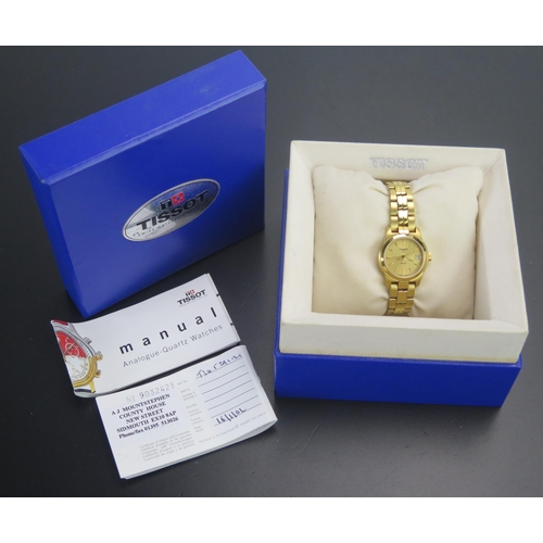 94 - A TISSOT Ladies Gold Plated Quartz Wristwatch, boxed and looks unused. New battery fitted, running