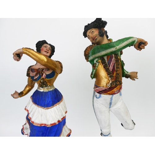 1004 - Salvador Gutierrez de Leon (1777-1856), a pair of Spanish cold painted terracotta figures of flamenc... 