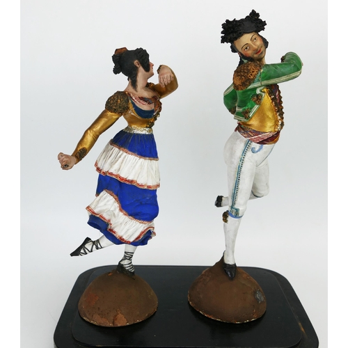 1004 - Salvador Gutierrez de Leon (1777-1856), a pair of Spanish cold painted terracotta figures of flamenc... 