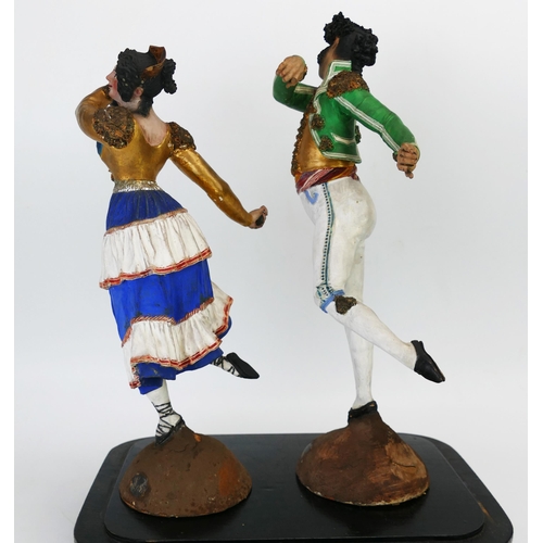 1004 - Salvador Gutierrez de Leon (1777-1856), a pair of Spanish cold painted terracotta figures of flamenc... 