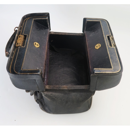 1075 - A black leather Gladstone type bag, with fitted interior. A/F