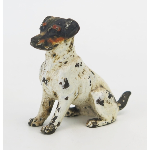 1100 - An Austrian cold painted bronze model of a terrier dog, 5cm high.