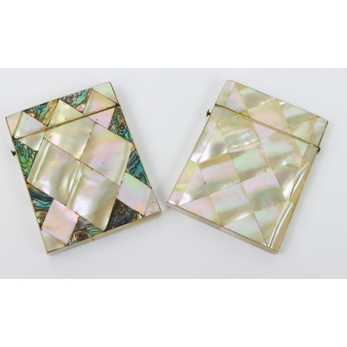 1102 - Two mother-of-pearl card cases of rectangular outline, 10.5cm long.