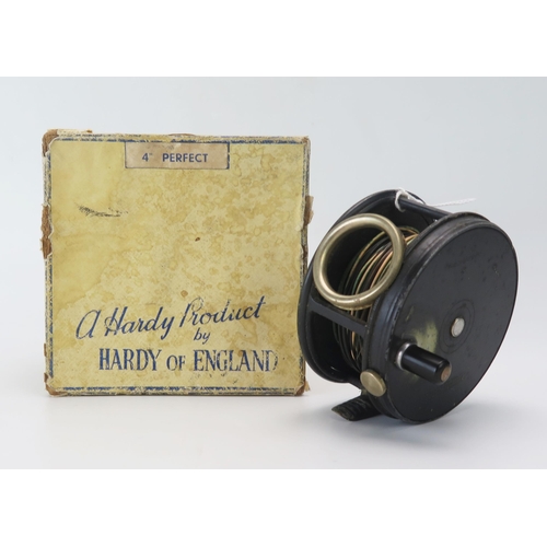 1131 - Hardy Bros Ltd, England, a 4 inch Perfect alloy wide  drum salmon reel, with ventilated drum, line g... 