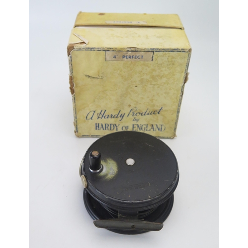 1131 - Hardy Bros Ltd, England, a 4 inch Perfect alloy wide  drum salmon reel, with ventilated drum, line g... 