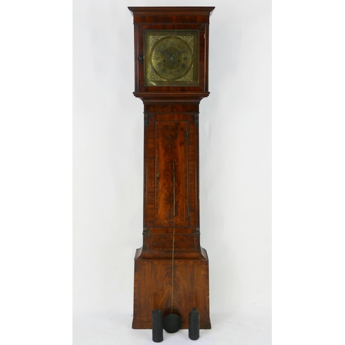 1133A - Thomas Lee, Leicester, a late 18th century mahogany and crossbanded longcase clock, with square hood... 