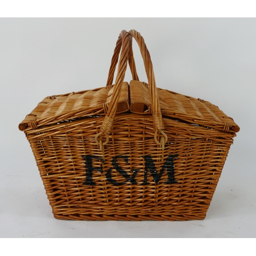 1142A - A Fortnum & Mason wicker picnic hamper.