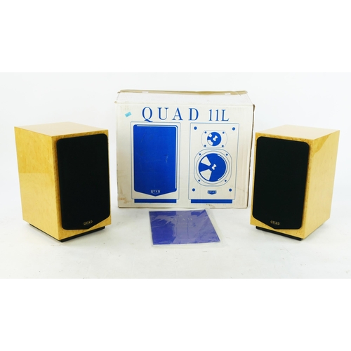 1207 - Quad 77-11L pair of speakers, gloss birds eye maple finish - very little to no use in excellent cond... 