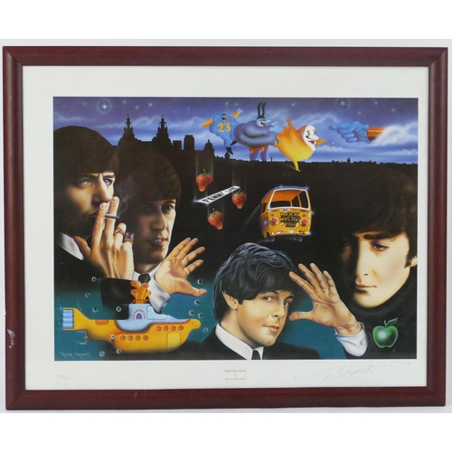 1219B - The Beatles: The Fab Four by Trevor Horswell Limited Edition Print 256/450 (55x45cm including frame)