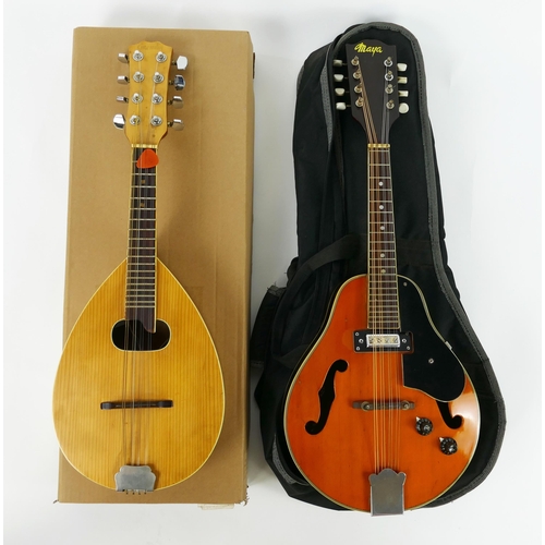 1221C - Gremlin Teardrop Mandolin together with a Maya (Japan) Pear Shaped Electro-Acoustic Mandolin, cased ... 