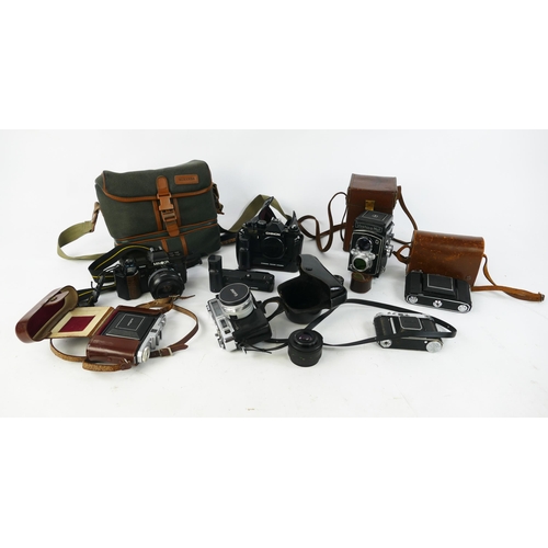 1240 - Collection of Vintage Cameras including Yashica Electro 35, Zeiss Ikonta, Kodak Retina II, Zeiss Net... 