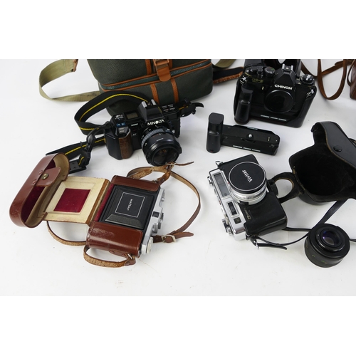 1240 - Collection of Vintage Cameras including Yashica Electro 35, Zeiss Ikonta, Kodak Retina II, Zeiss Net... 