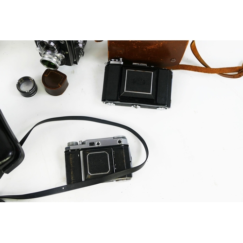 1240 - Collection of Vintage Cameras including Yashica Electro 35, Zeiss Ikonta, Kodak Retina II, Zeiss Net... 