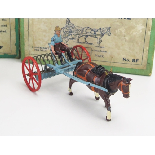 1250 - Britains Home Farm Series No. 8F Horse Brake, very good in very good box and No. 12F Timber Carriage... 